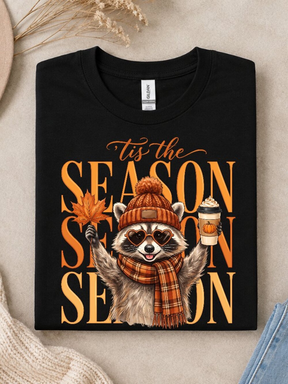 Tis The Season Fall Raccoon T-Shirt